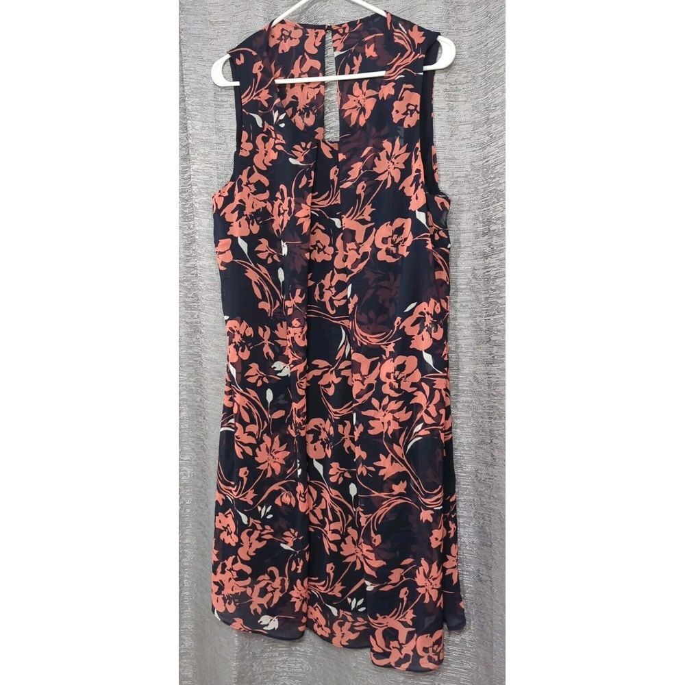 MSK Women's 18w Sleeveless Floral‎ Dress Blues/Pink/White Mid Length